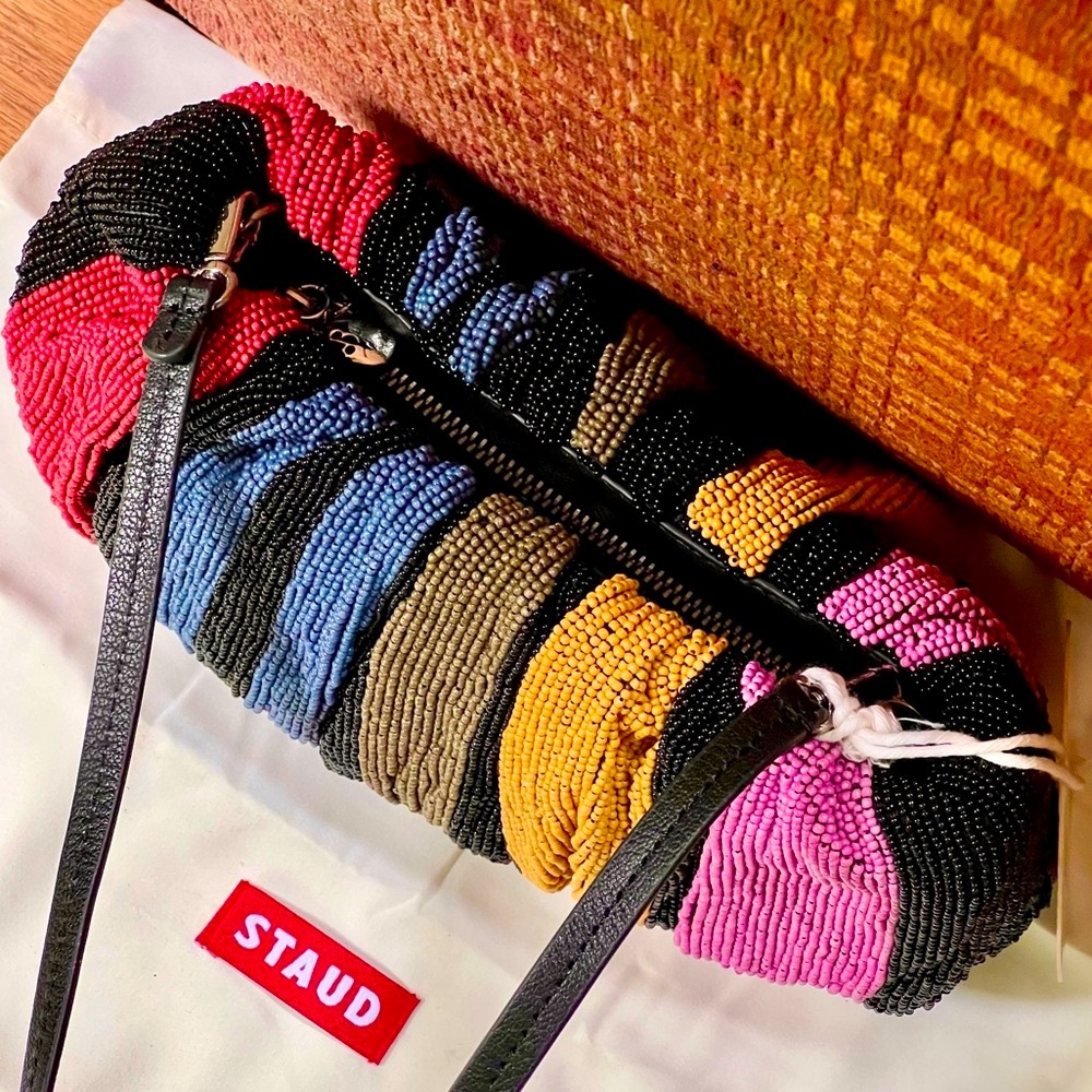 πΊπHPππΊ NWT Staud Beaded Bean Bag Mosaic Stripe - Picture 13 of 16